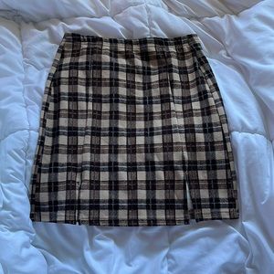Shein Plaid Split Hem Skirt